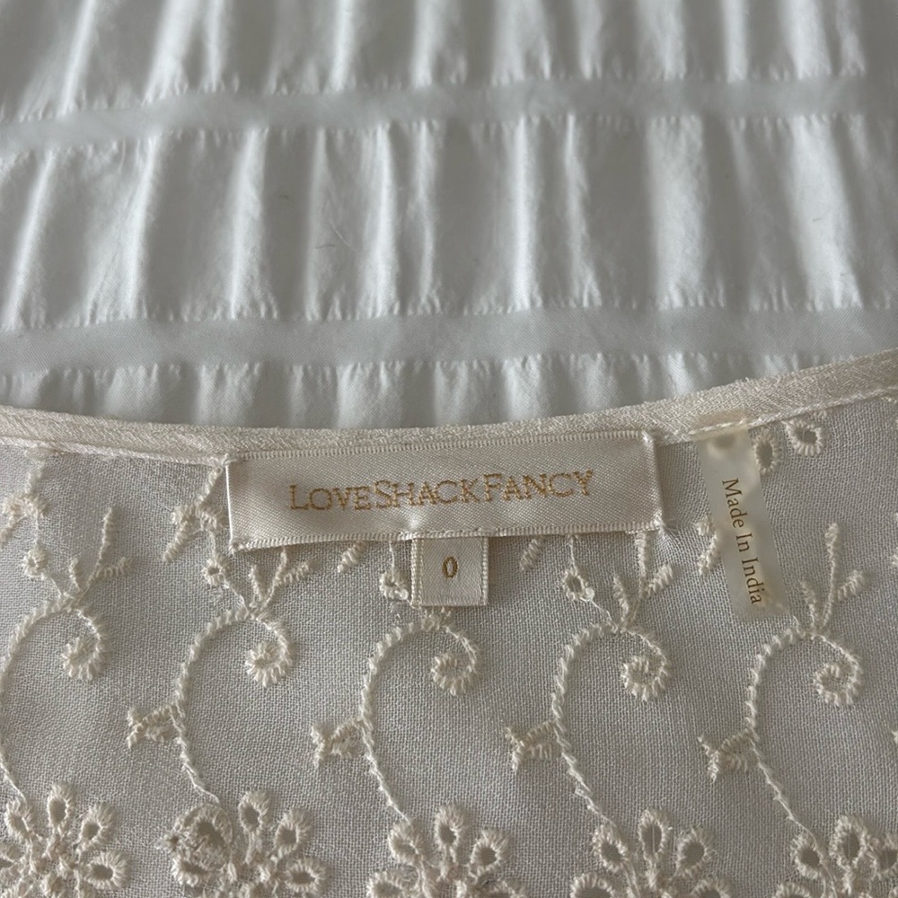 Loveshackfancy Cream Eyelet Button-Front Midi Dre… - image 4